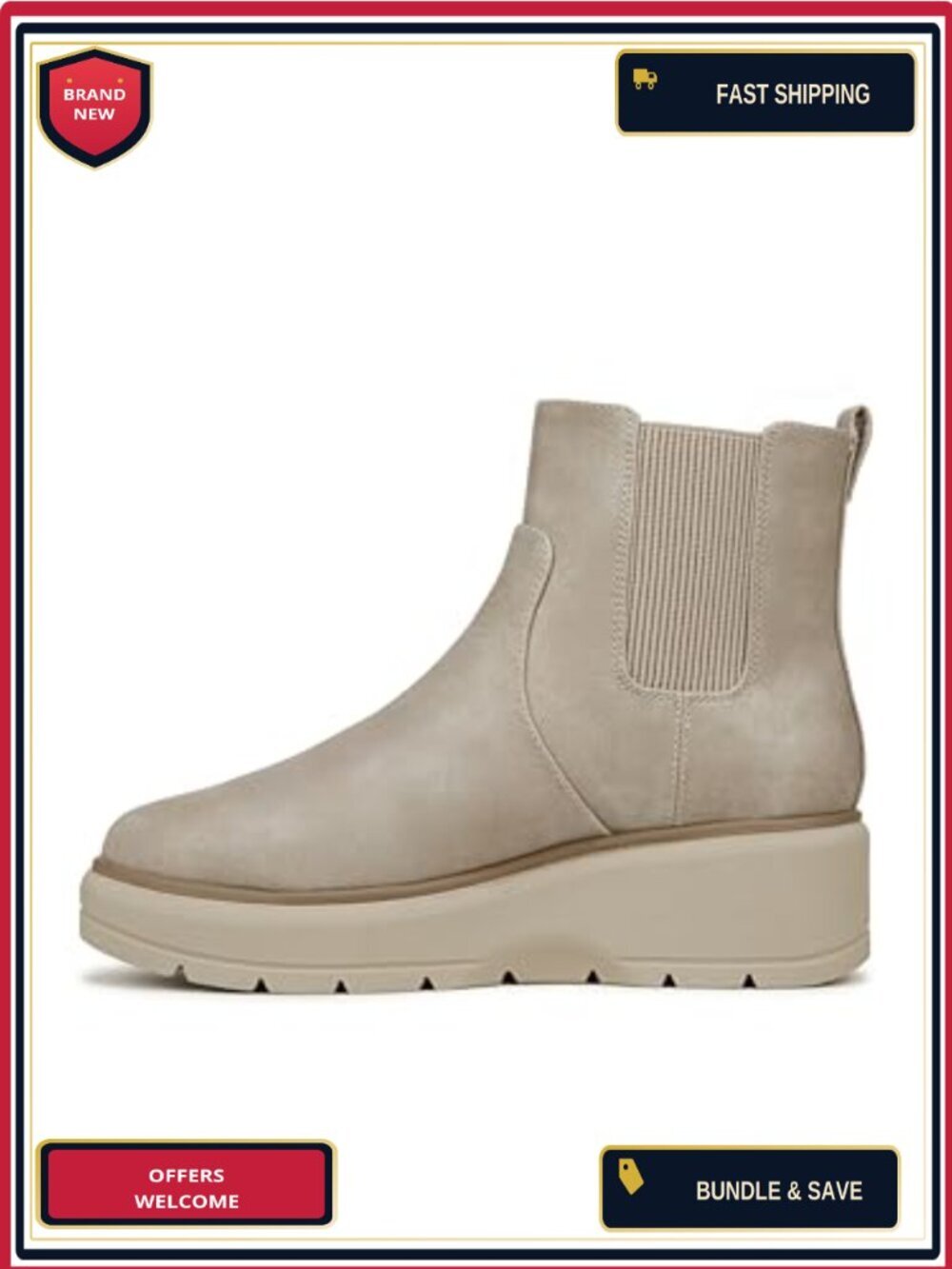 Dr Scholl's Women's Nice Day Max Chelsea Boots Slip On Wedge Platform Faux